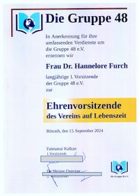 Dr. Hannelore Furch - Ehrenvorsitzende des Literaturvereins 